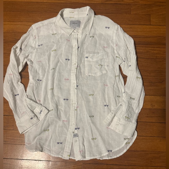 Rails White Button-Down Shirt Sunglasses Print Size Small - Picture 3 of 6